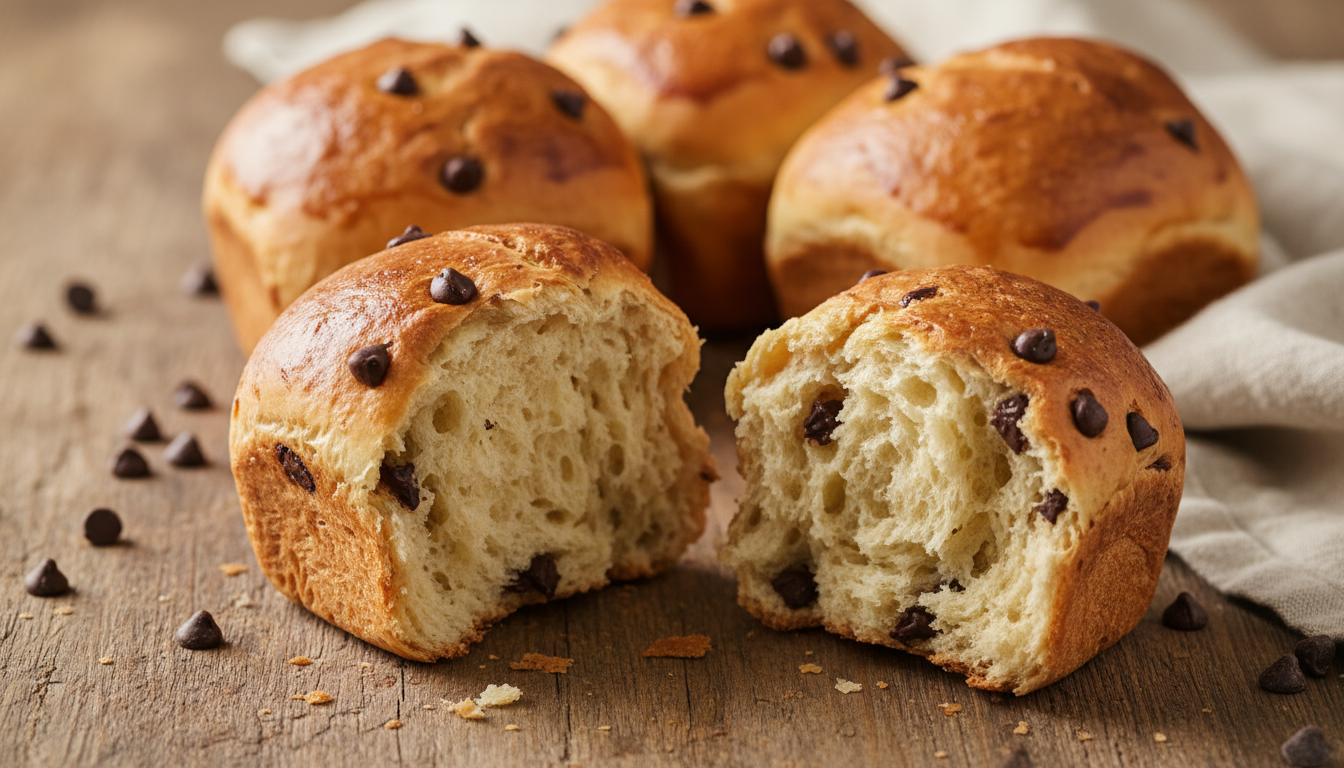 découvrez la recette des brioches aux pépites de chocolat, le secret d'une mie légère et filante pour un plaisir gourmand à chaque bouchée.