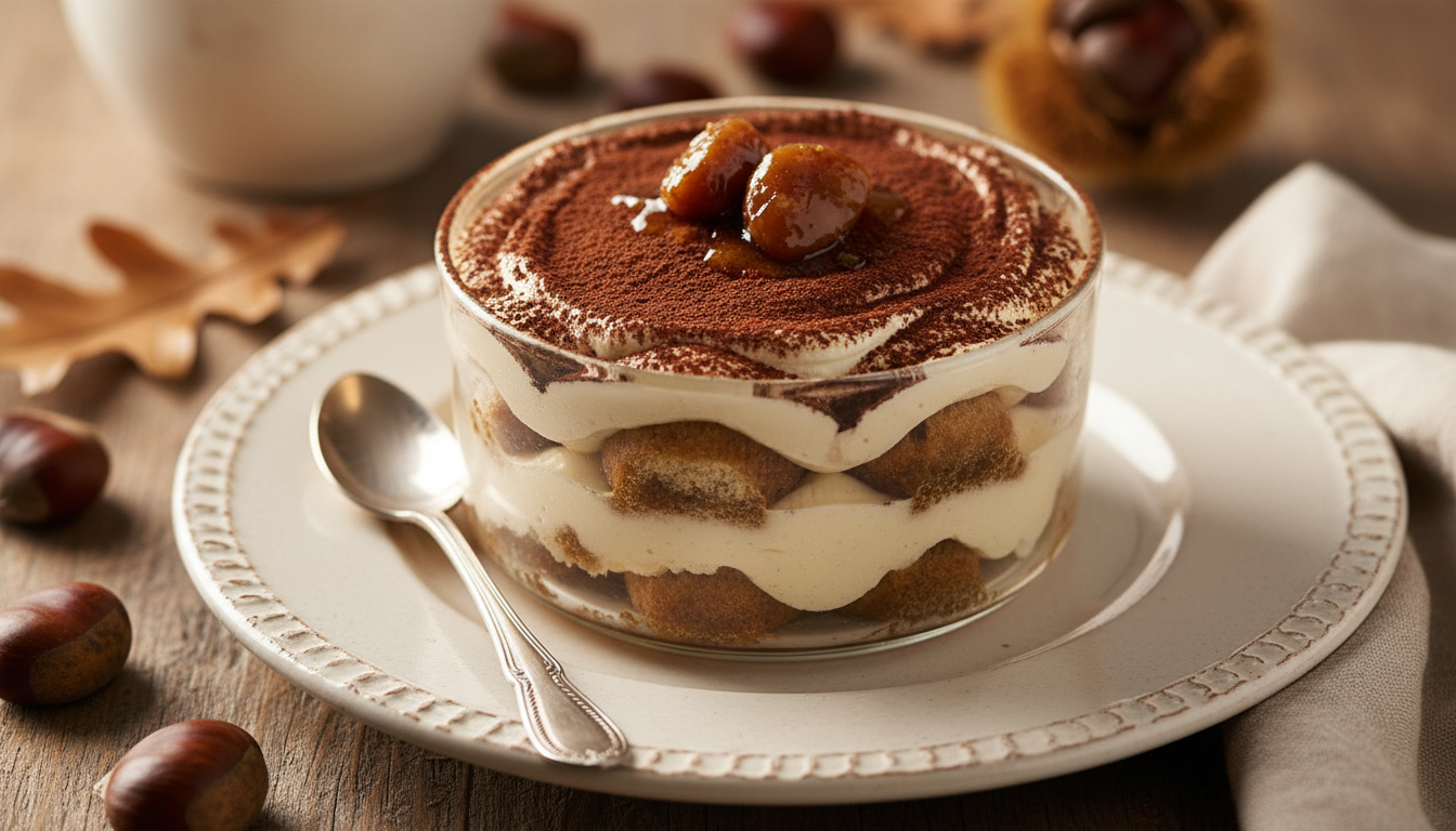 savourez notre tiramisu à la crème de marrons, une gourmandise exquise notée 4,7/5, qui ravira vos papilles à chaque bouchée.