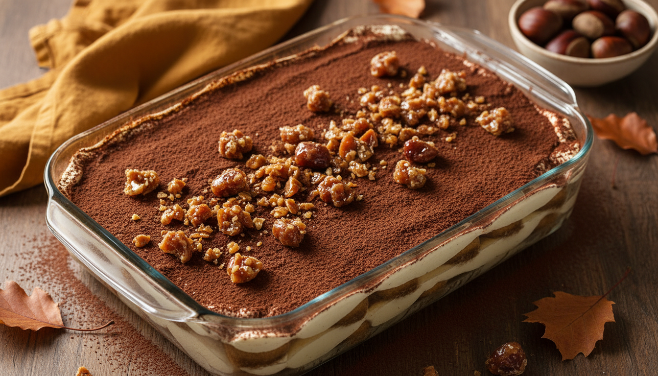 savourez notre tiramisu à la crème de marrons, une gourmandise exquise notée 4,7/5, qui ravira vos papilles à chaque bouchée.