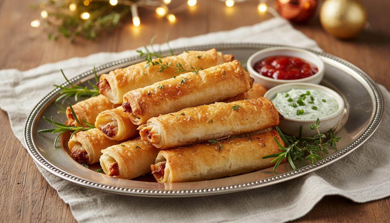 découvrez la recette rapide et délicieuse de roulés croustillants à la pâte filo, l'apéritif parfait pour vos fêtes qui séduira tous vos invités en seulement 15 minutes !