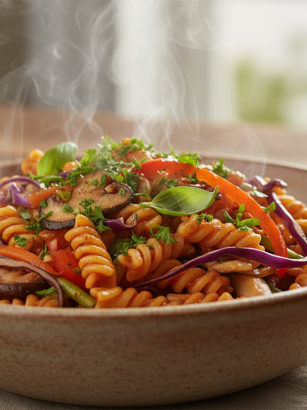 découvrez une recette rapide et saine de poêlée de pâtes aux légumes frais, mêlant chou croquant et champignons savoureux pour un repas gourmand et équilibré.