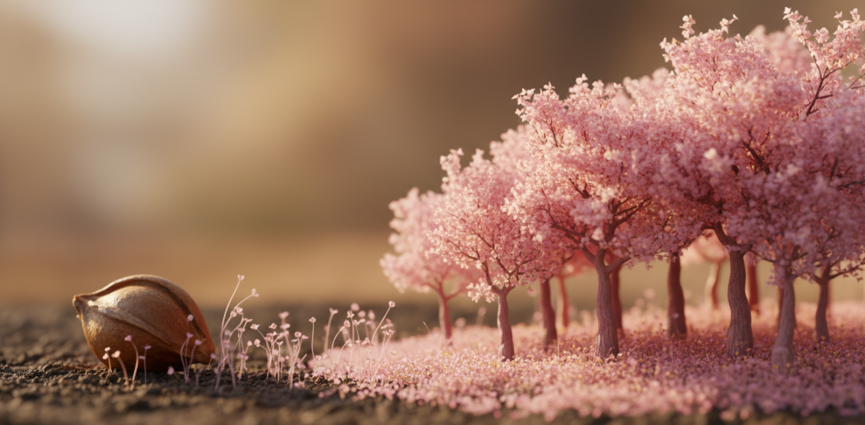 découvrez comment le noyau d'un fruit festif se transforme en une magnifique forêt rose miniature en seulement un mois, un phénomène naturel étonnant à ne pas manquer.