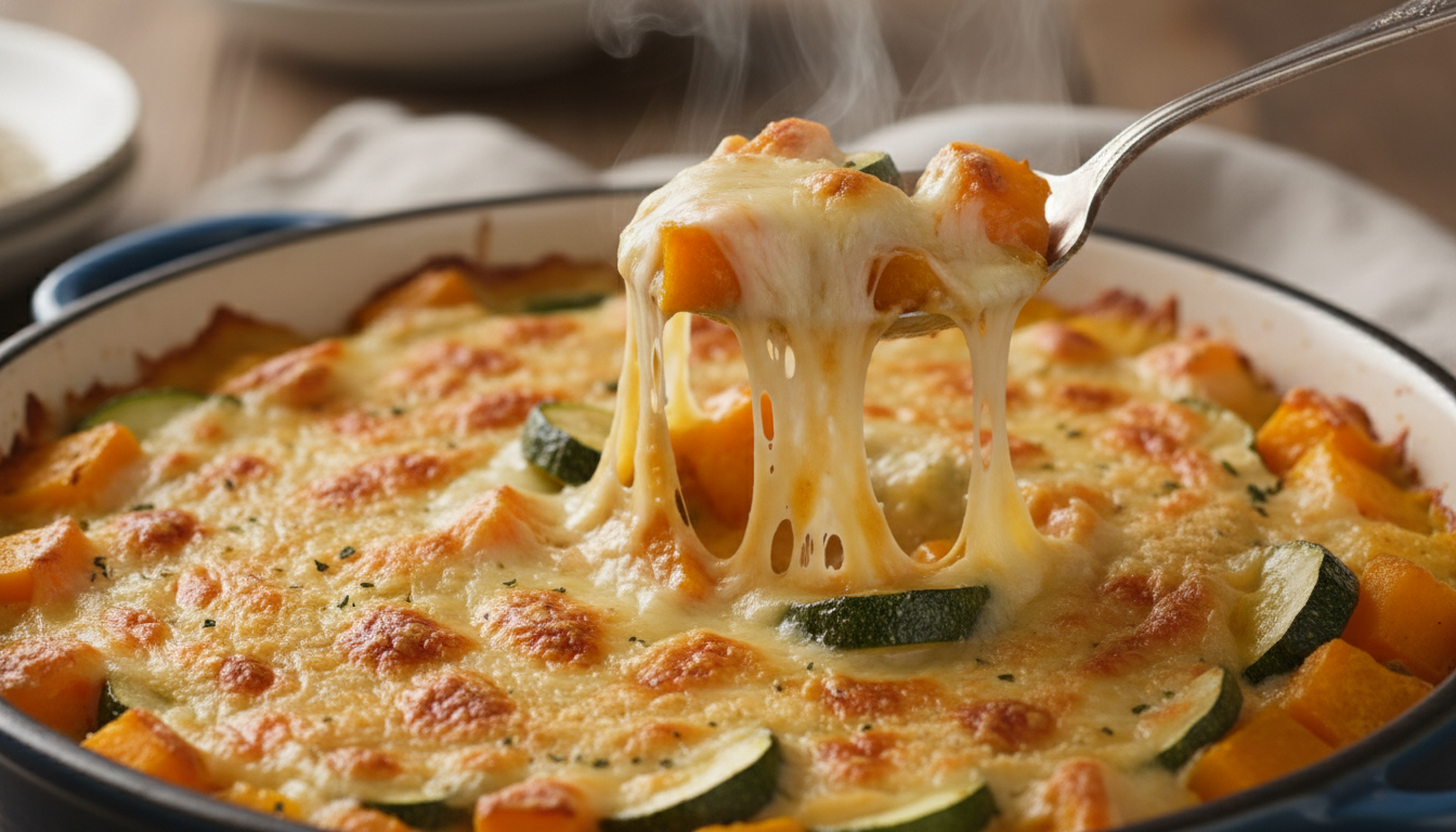 découvrez la courgiflette à la butternut, un gratin fondant et réconfortant revisité façon tartiflette, alliant douceur et gourmandise pour un plat convivial et savoureux.