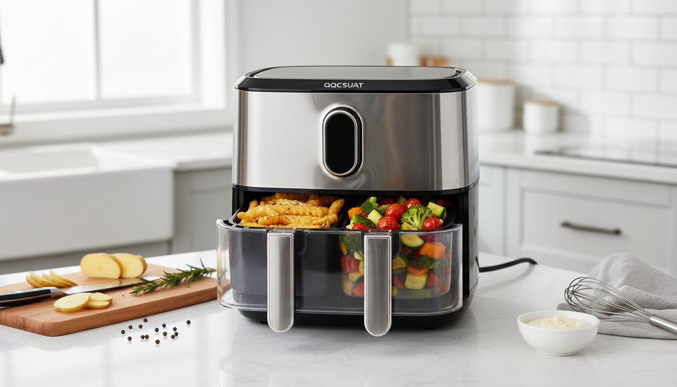 découvrez notre test complet de la friteuse sans huile oqcsuat 10l, alliant efficacité et praticité avec son double compartiment innovant pour des fritures saines et savoureuses.