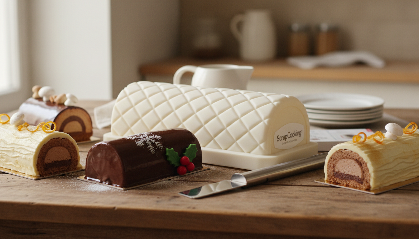 découvrez le kit bûche de noël scrapcooking avec son moule matelassé et son insert gourmand pour réaliser une délicieuse bûche raffinée, parfaite pour vos fêtes de fin d'année.