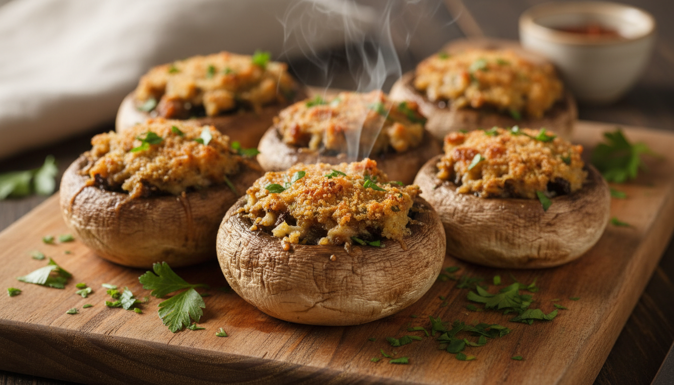 savourez des champignons fondants à l’ail et fines herbes, gratinés à la perfection pour un apéritif chaud et croustillant qui ravira vos papilles.