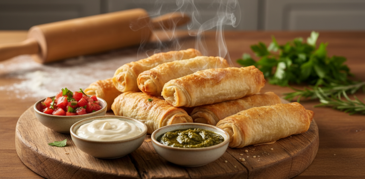 découvrez ma recette facile et rapide de roulés croustillants à la pâte filo, prêts en seulement 15 minutes, pour un apéritif parfait et savoureux.