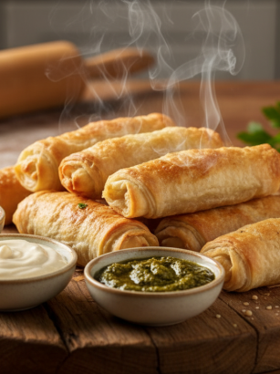 découvrez ma recette facile et rapide de roulés croustillants à la pâte filo, prêts en seulement 15 minutes, pour un apéritif parfait et savoureux.