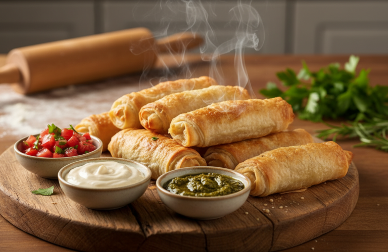 découvrez ma recette facile et rapide de roulés croustillants à la pâte filo, prêts en seulement 15 minutes, pour un apéritif parfait et savoureux.