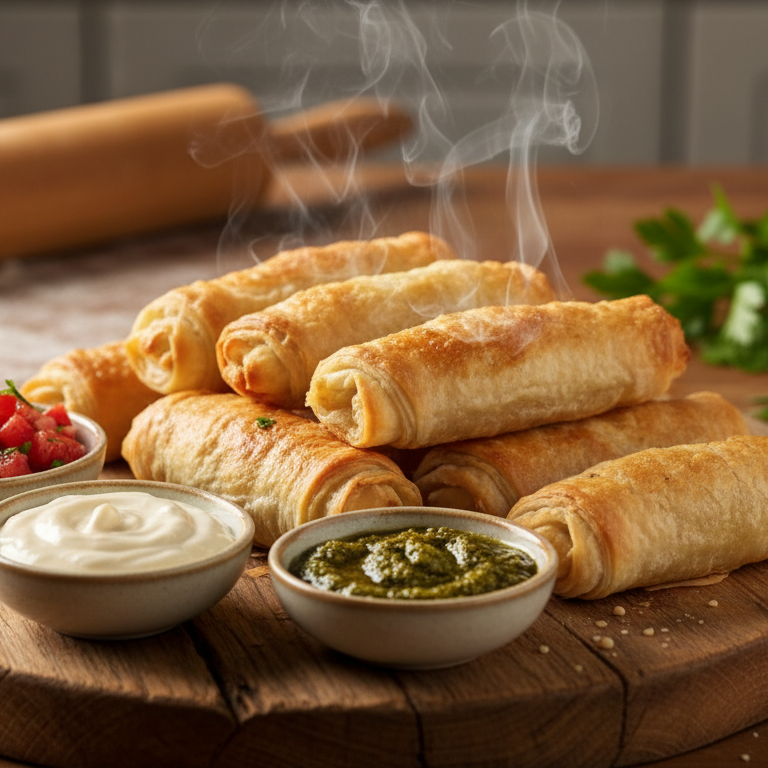 découvrez ma recette facile et rapide de roulés croustillants à la pâte filo, prêts en seulement 15 minutes, pour un apéritif parfait et savoureux.