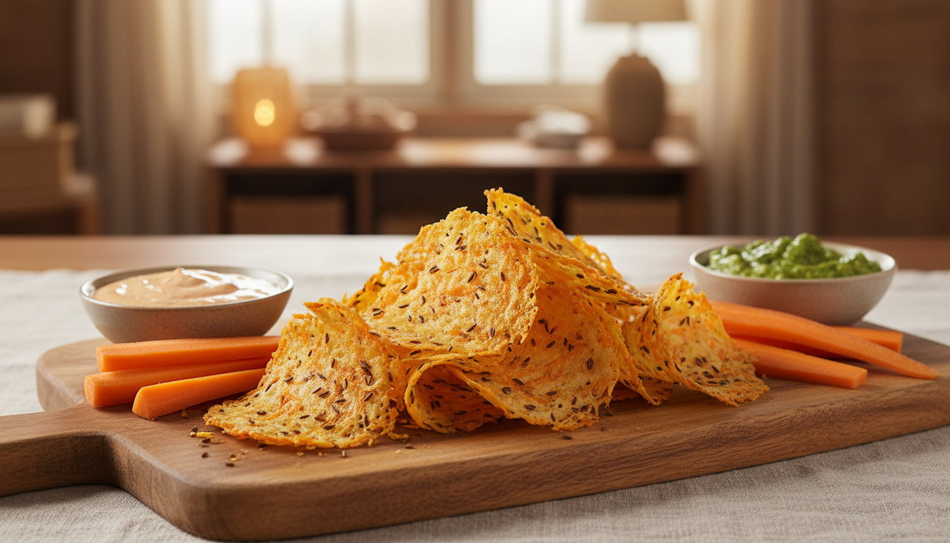 découvrez notre recette facile de tuiles croustillantes au gouda, carottes et cumin, un apéritif gourmand et original à partager entre amis ou en famille.