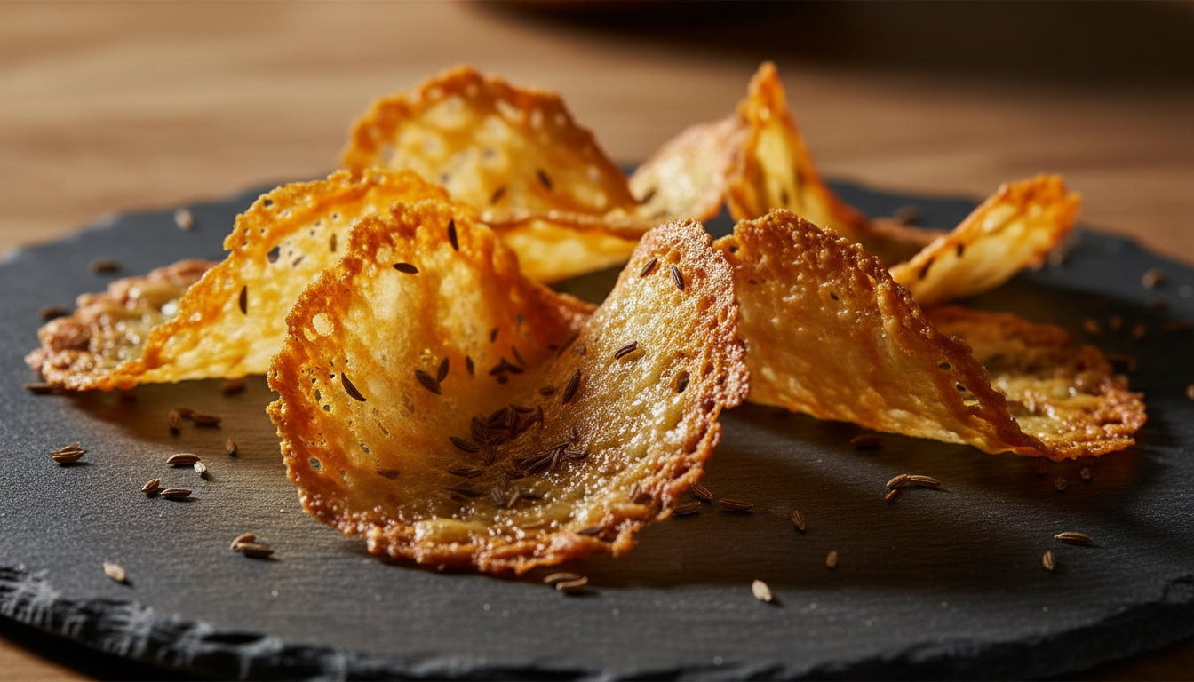 découvrez nos tuiles croustillantes au gouda, carottes et cumin, un apéritif gourmand et savoureux à partager entre amis ou en famille.