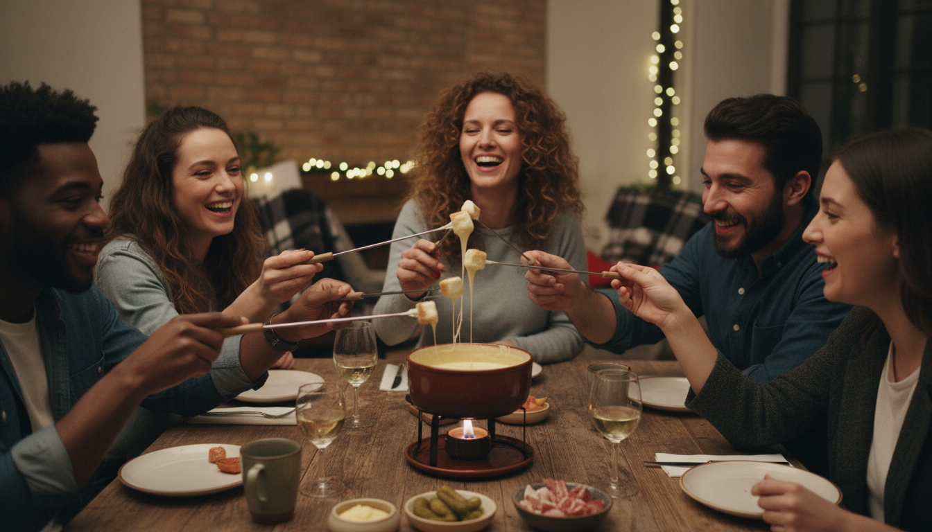 découvrez notre recette de fondue suisse légère et savoureuse, alliant la finesse du gruyère et du vacherin pour un plat fondant et gourmand.