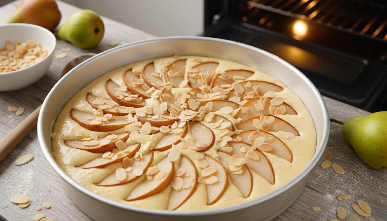 découvrez le gâteau aux poires fusion, une délicieuse alliance de douceur moelleuse et de croquant irrésistible pour un dessert gourmand et raffiné.
