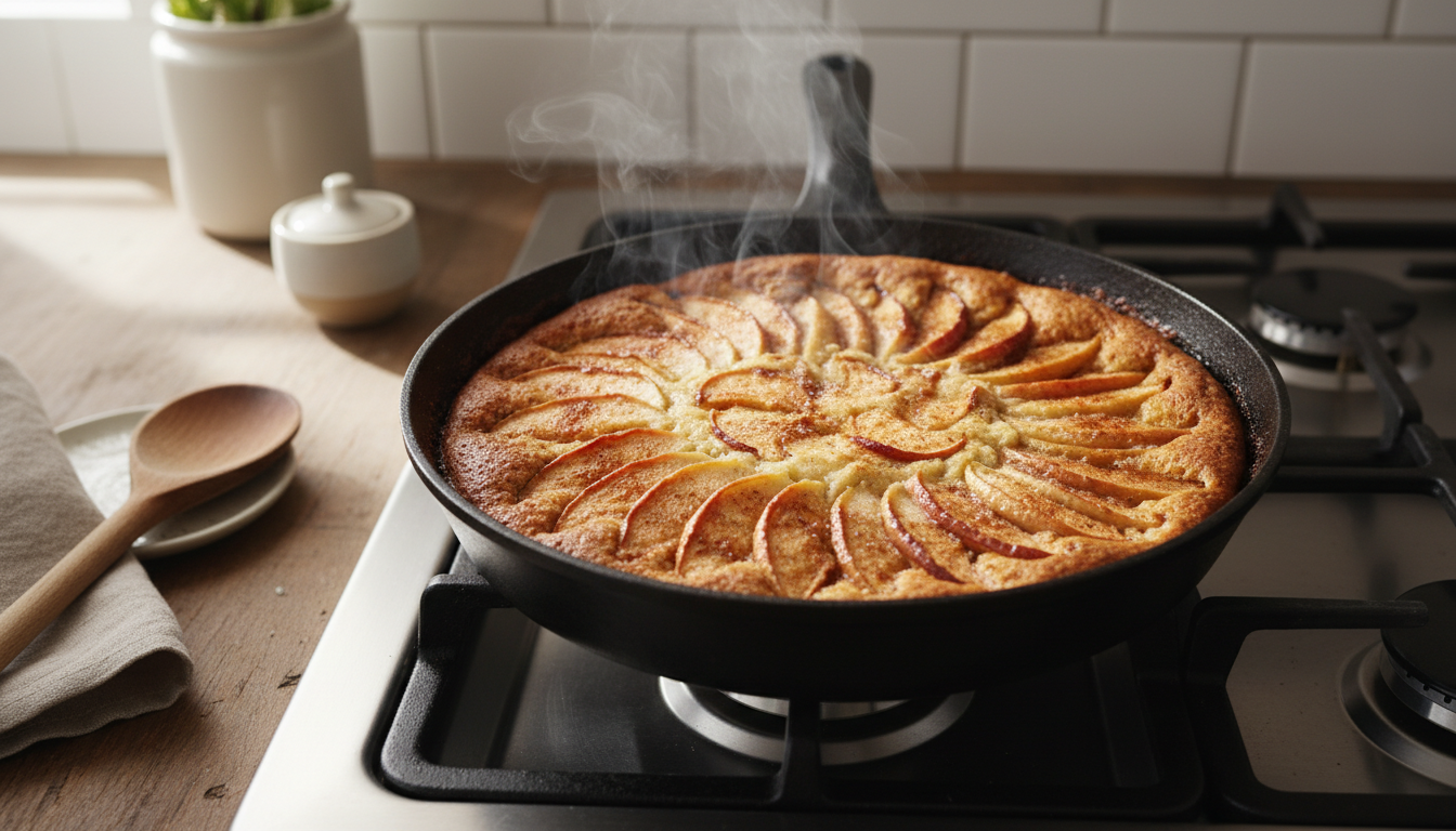découvrez une recette rapide et facile de gâteau aux pommes à la poêle, parfaite pour un dessert réconfortant sans utiliser le four.