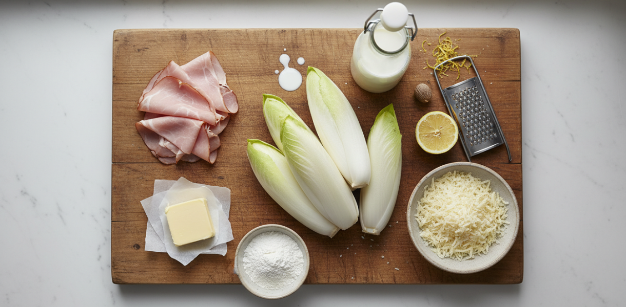 découvrez notre recette rapide et gourmande de gratin d’endives au jambon, un plat fondant et réconfortant qui réchauffe les cœurs à chaque bouchée.