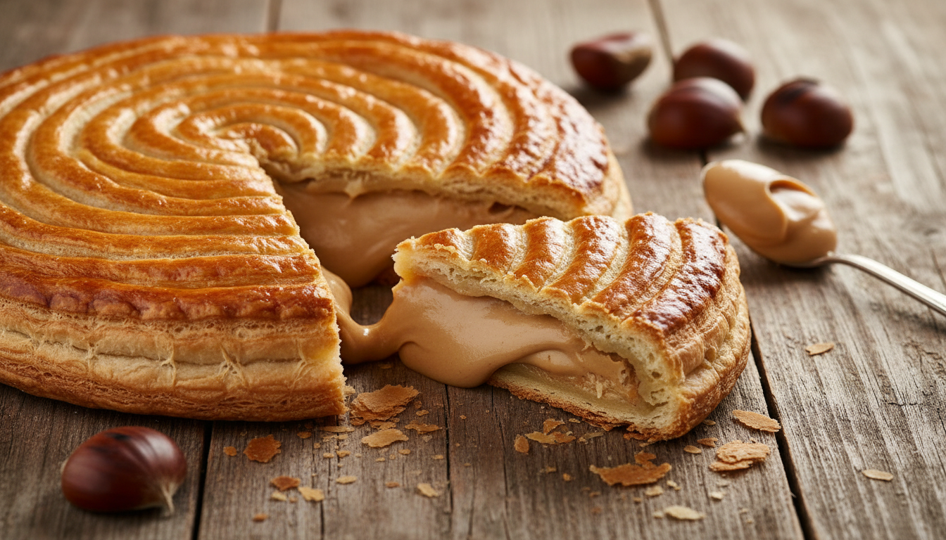 découvrez la galette des rois à la crème de marrons, un dessert fondant et gourmand qui ravira tous les palais avec son goût riche et savoureux.