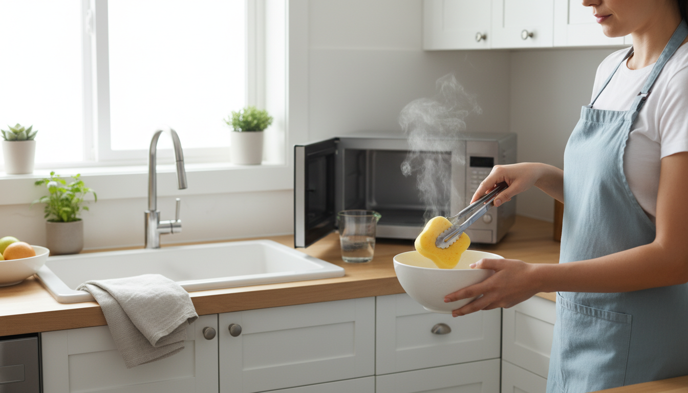 découvrez comment nettoyer facilement votre micro-ondes grâce à une simple éponge humide et transformez votre routine ménagère avec un résultat surprenant et efficace.