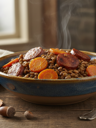 découvrez notre recette hivernale réconfortante : lentilles mijotées aux carottes et saucisse fumée, un dîner savoureux et rapide à préparer pour réchauffer vos soirées.
