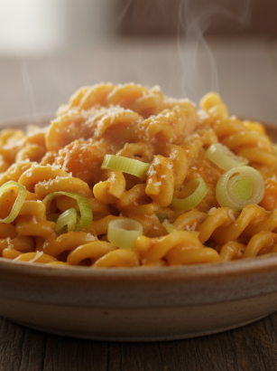 découvrez une recette gourmande de pâtes savoureuses aux poireaux, enrichies d'une sauce crémeuse à la courge butternut et au fromage frais, pour un plat réconfortant et original.