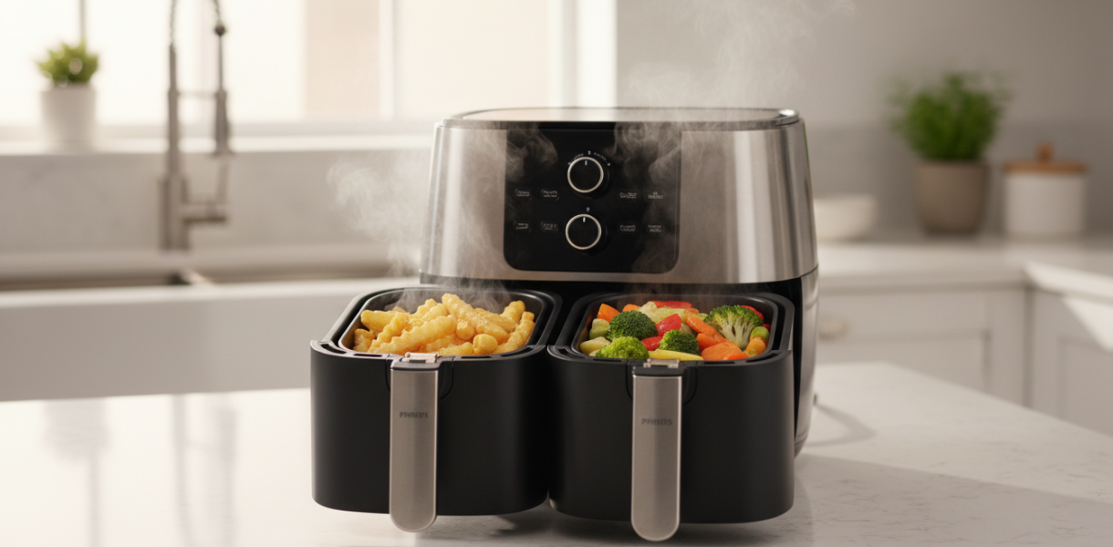 découvrez notre test complet du philips airfryer série 5000, équipé d'un double panier innovant et d'une cuisson vapeur performante pour des plats sains et savoureux.