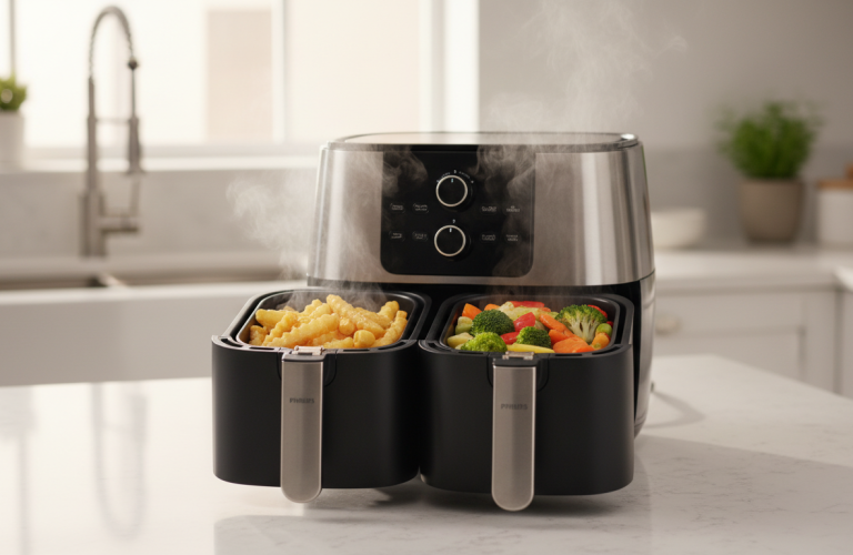 découvrez notre test complet du philips airfryer série 5000, équipé d'un double panier innovant et d'une cuisson vapeur performante pour des plats sains et savoureux.
