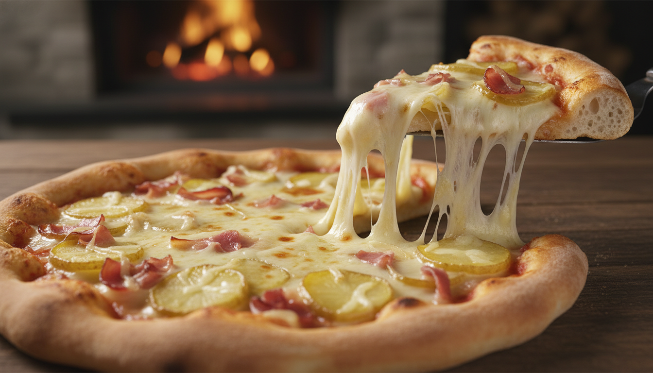 découvrez la pizza raclette, l'alliance parfaite entre le fromage fondant et une gourmandise irrésistible. un délice à savourer sans modération!