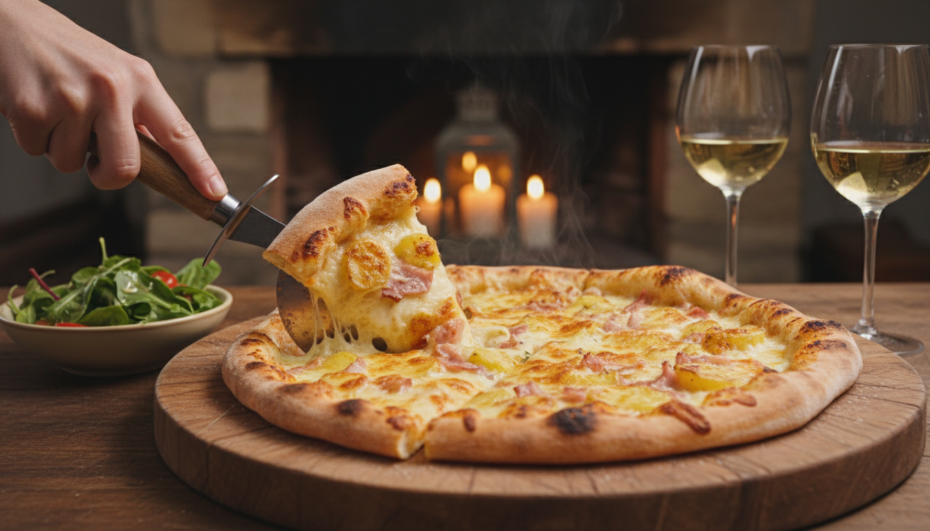 découvrez la pizza raclette, l'alliance parfaite entre le fromage fondant et une explosion de gourmandise, pour un repas convivial et savoureux.