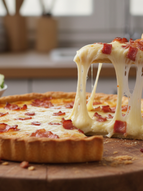 découvrez notre tarte gourmande au fromage à raclette et lardons fumés, un délice fondant et parfumé qui ravira vos papilles à chaque bouchée.