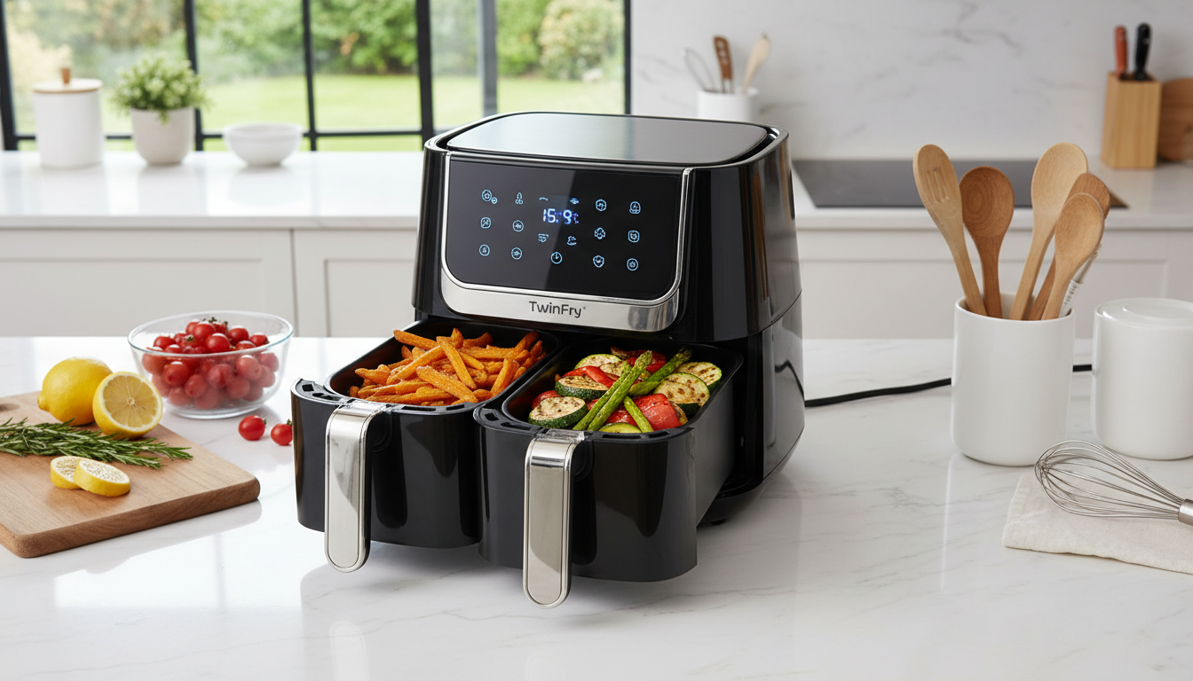 découvrez notre test complet de la friteuse sans huile cosori air fryer twinfry 10l, dotée d'un contrôle intelligent et de deux compartiments pour cuisiner sainement et facilement.
