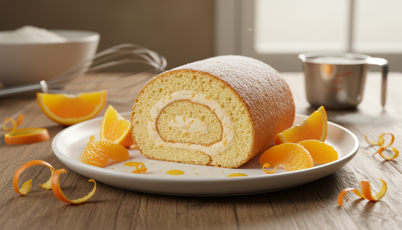 découvrez la torta à l’orange, le roulé portugais moelleux et parfumé, prêt en seulement 15 minutes pour une pause gourmande rapide et délicieuse.