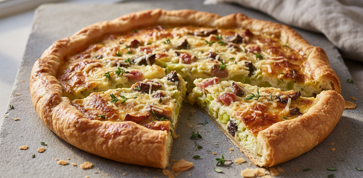 découvrez une tarte rustique aux poireaux et au comté, un plat savoureux qui séduit toute la famille. facile à préparer, ce délice convivial ravira petits et grands à chaque repas.