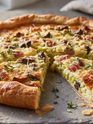 découvrez une tarte rustique aux poireaux et au comté, un plat savoureux qui séduit toute la famille. facile à préparer, ce délice convivial ravira petits et grands à chaque repas.