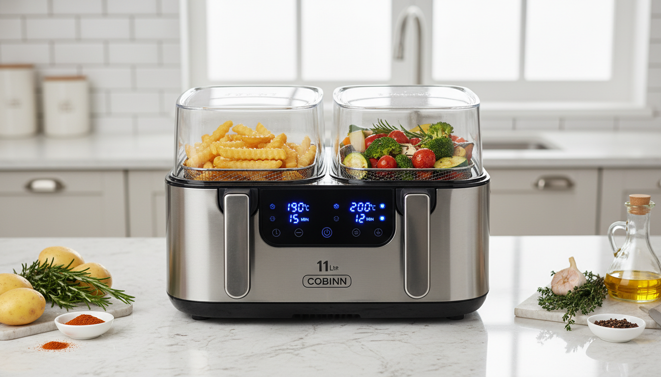 découvrez notre analyse complète de la friteuse à air cobnn dual zone 11l 2800w, alliant performance exceptionnelle et polyvalence pour cuisiner sainement et rapidement.