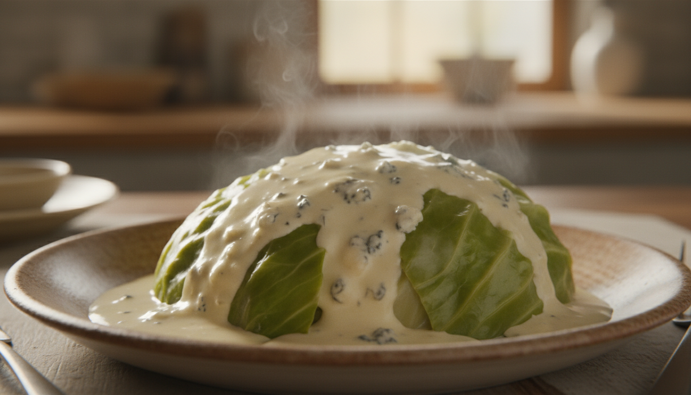 découvrez notre recette gourmande de chou vert fondant à la crème veloutée au fromage bleu, un plat savoureux et réconfortant à savourer sans attendre.