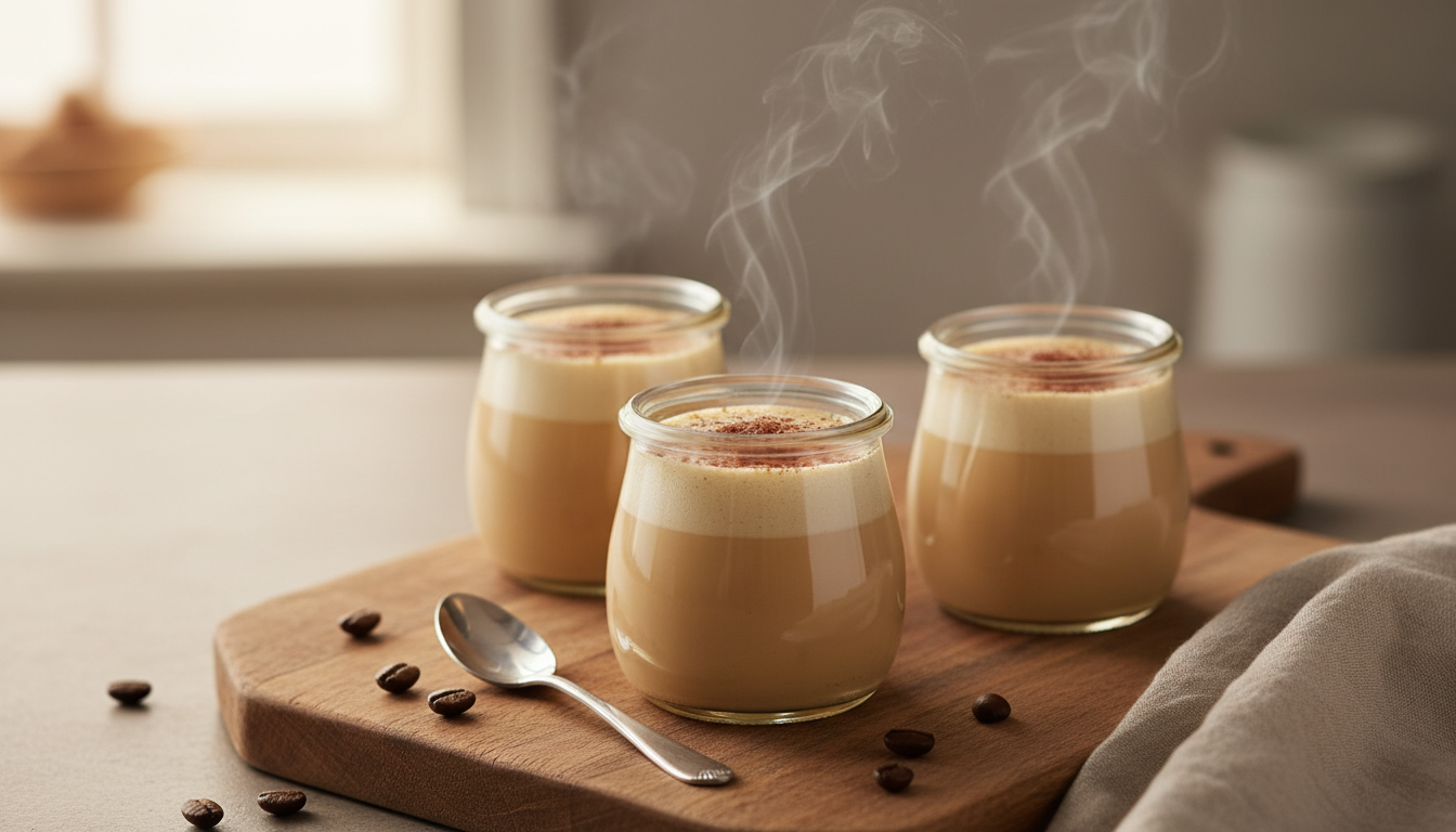 savourez une crème dessert rapide au café, onctueuse et sans œufs, parfaite pour une pause gourmande qui sublime votre goûter en toute simplicité.
