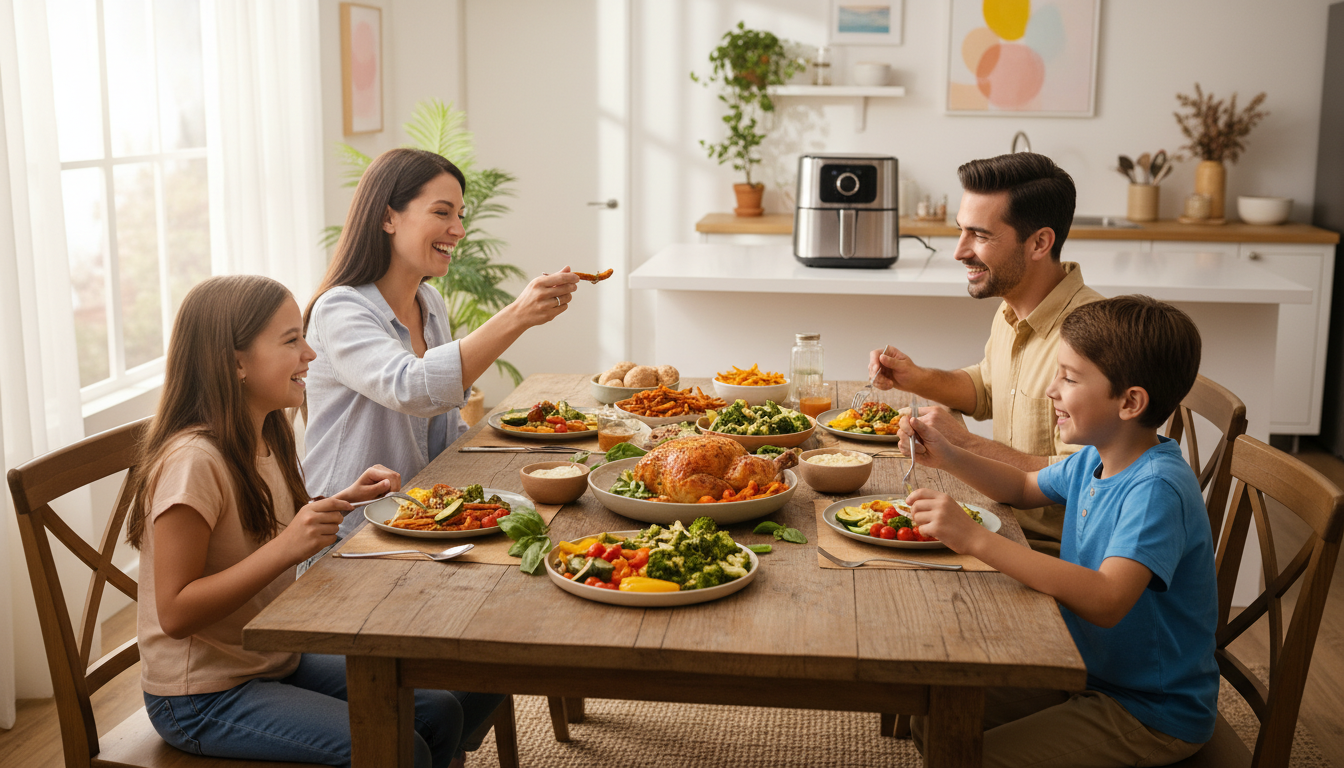 découvrez le air fryer xxl 12l avec ses deux compartiments pour une cuisson rapide et simultanée de vos plats préférés, alliant grande capacité et efficacité.