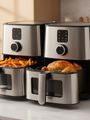 découvrez le air fryer xxl 12l avec ses deux compartiments pour une cuisson double, rapide et saine. idéal pour cuisiner plusieurs plats en même temps avec saveur et simplicité.
