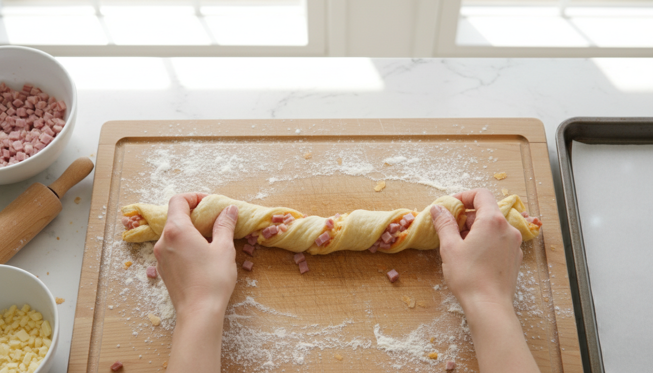 découvrez la recette simple des torsades au jambon fondant et gouda savoureux, des délices croustillants parfaits pour un repas gourmand et rapide à préparer.