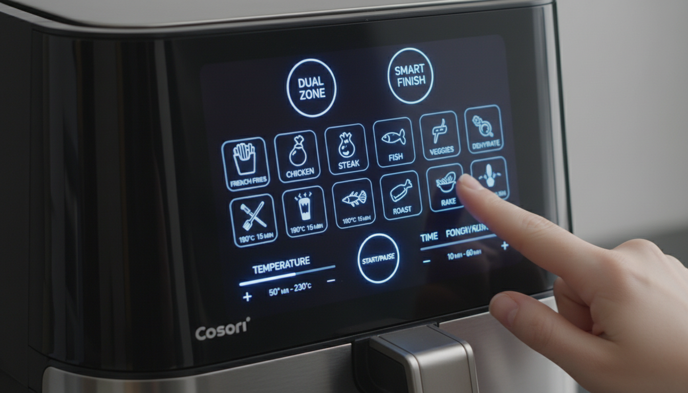 découvrez notre essai complet de la friteuse sans huile cosori air fryer twinfry 10l, équipée d'une commande intelligente pour une cuisson saine et pratique.