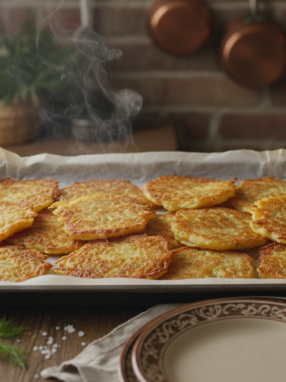 découvrez nos galettes de pommes de terre au four, croustillantes et dorées, sans huile pour un goût d’enfance rapide à savourer en famille.
