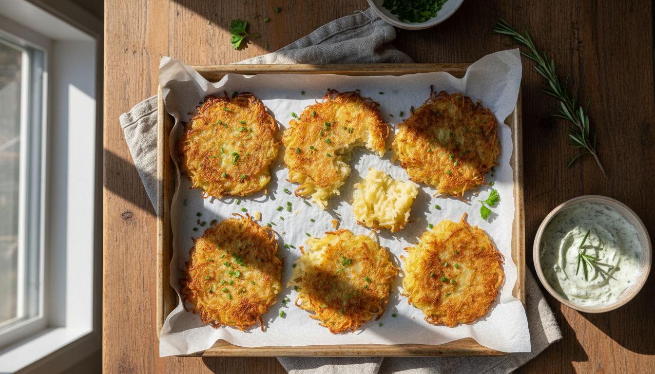 découvrez notre recette rapide de galettes de pommes de terre croustillantes, prêtes en 10 minutes, pour une alternative légère et savoureuse aux frites qui plaira à toute la famille.