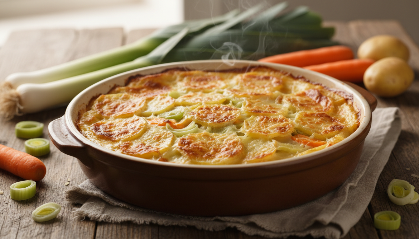 découvrez notre recette facile de gratin doré aux pommes de terre, poireaux et carottes, un plat fondant et savoureux parfait pour régaler toute la famille.