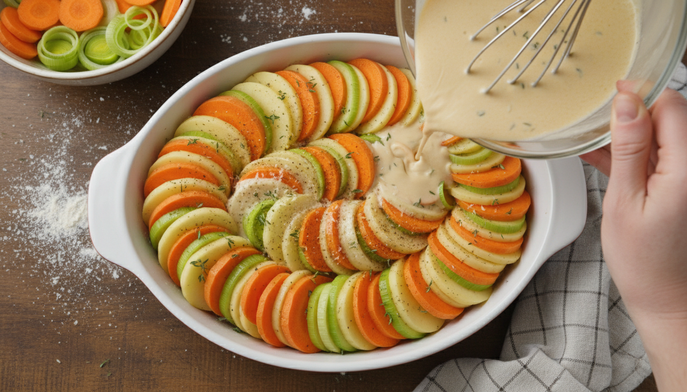 découvrez notre recette facile de gratin doré aux pommes de terre, poireaux et carottes, un plat fondant et savoureux parfait pour régaler toute la famille.