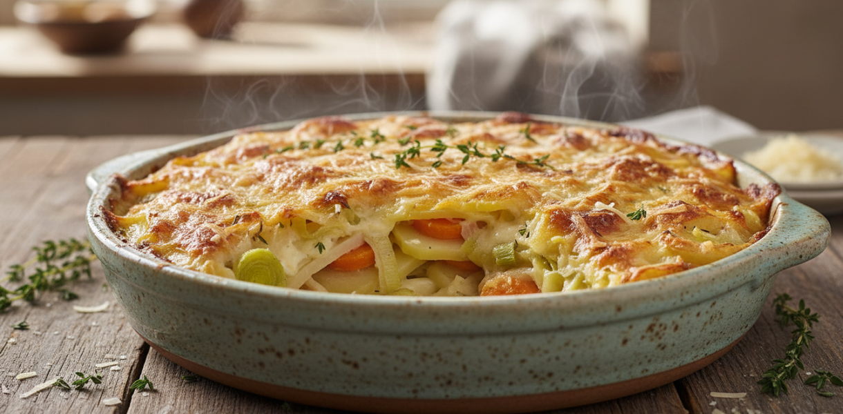 découvrez notre recette facile de gratin exquis aux pommes de terre, poireaux et carottes, pour un plat fondant et doré à souhait, parfait pour régaler toute la famille.