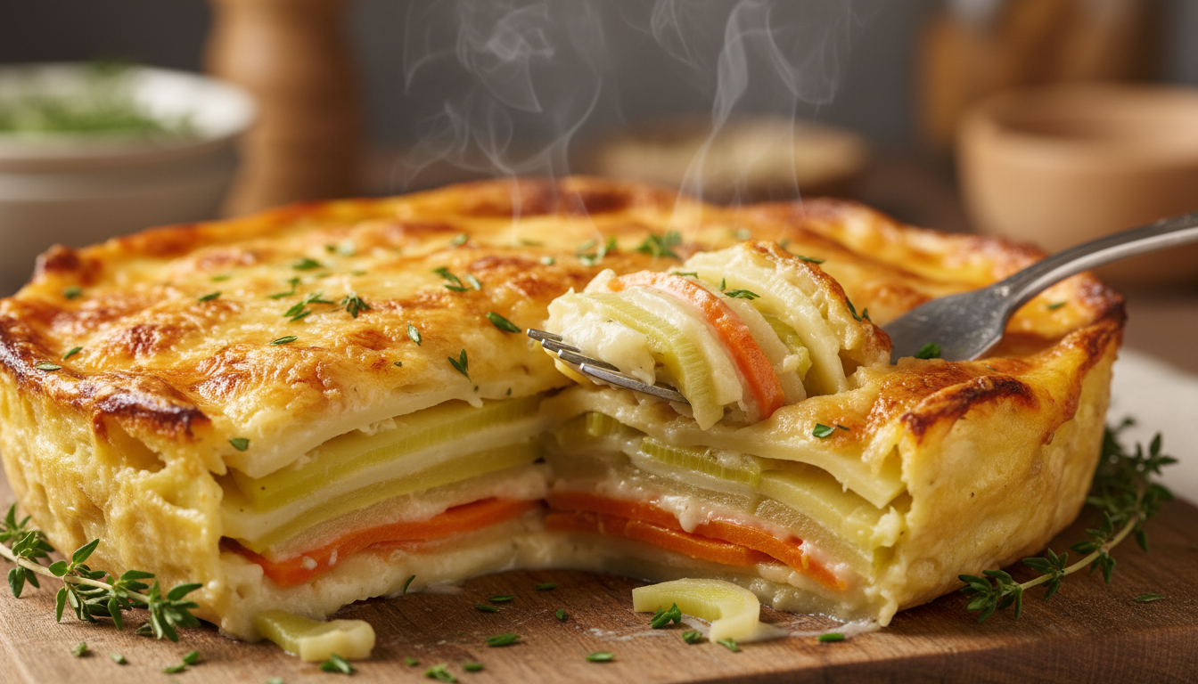Gratin fondant de pommes de terre, poireaux et carottes : une recette simple et dorée à souhait