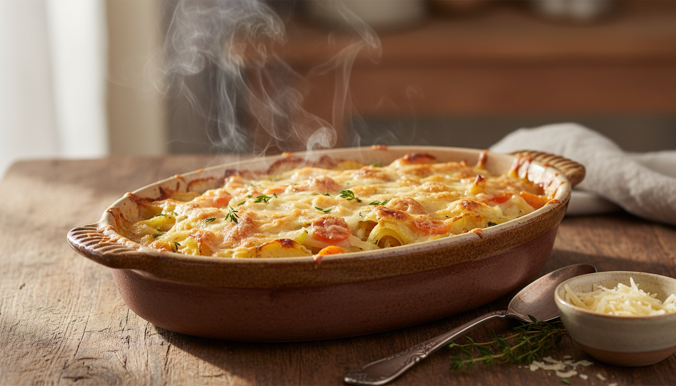 découvrez notre recette simple et rapide de gratin fondant aux pommes de terre, poireaux et carottes, pour un plat savoureux et doré à la perfection, idéal pour toute la famille.