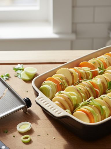 découvrez notre recette simple de gratin fondant aux pommes de terre, poireaux et carottes, pour un plat savoureux, doré à la perfection et idéal pour vos repas en famille.