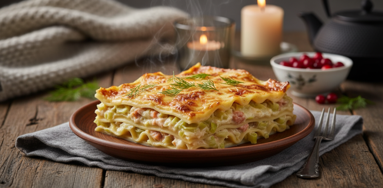 découvrez le festin hivernal parfait avec nos lasagnes crémeuses au poireau et truite fumée, une recette raffinée et réconfortante pour régaler vos papilles.