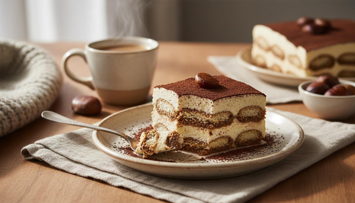 découvrez mon test gourmand du tiramisu à la crème de marrons, noté 4,7/5. une recette savoureuse et irrésistible à ne pas manquer pour les amateurs de desserts authentiques.